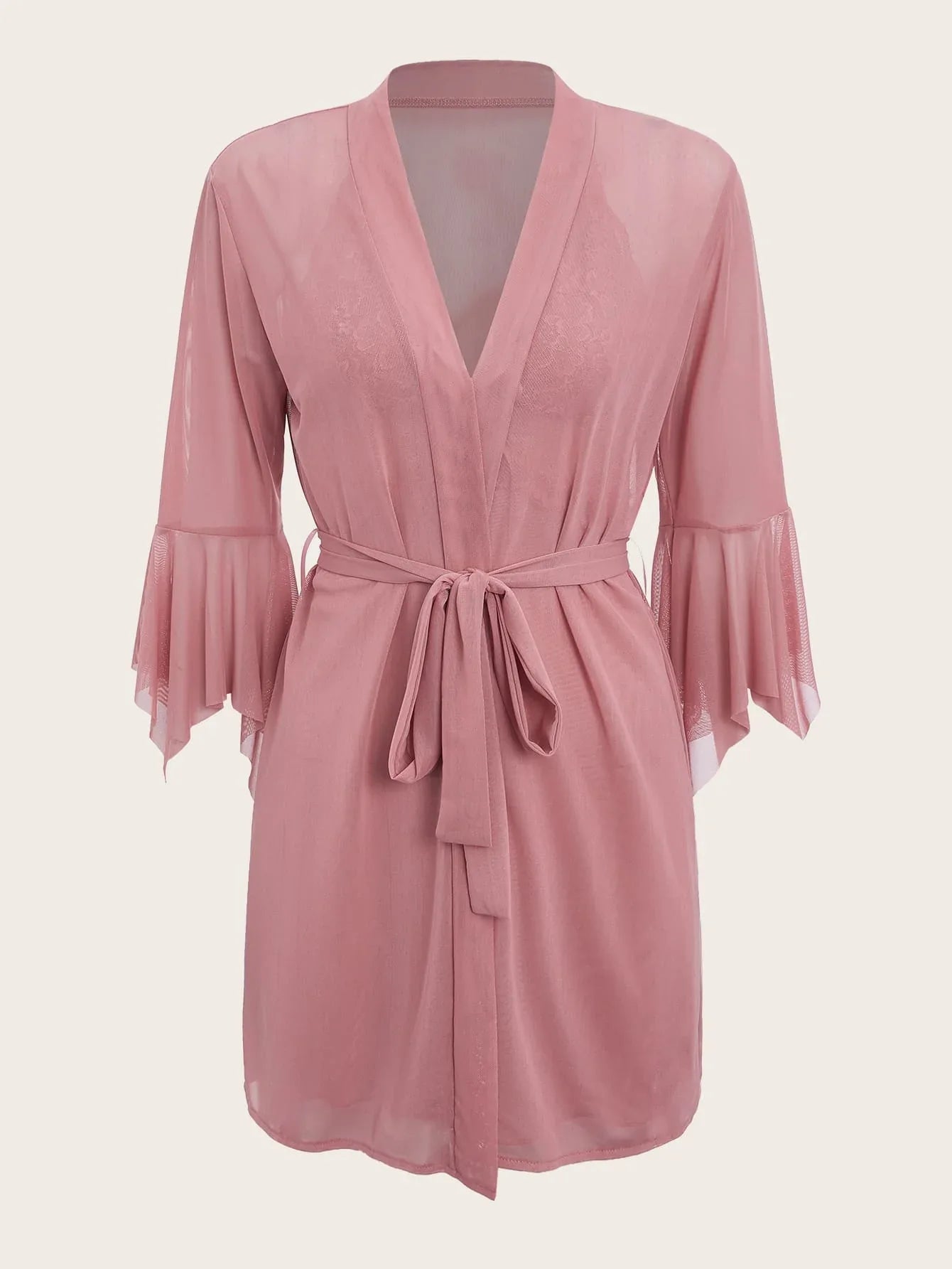 Two-Piece Solid Color Pajama Set with Mesh & Lace Contrast - alotasawkli