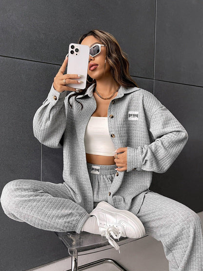 SHEIN- Low Shoulder Shirt with Joggers - alotasawkli