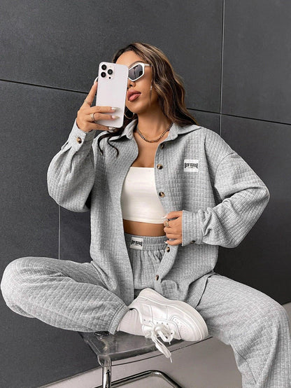 SHEIN- Low Shoulder Shirt with Joggers - alotasawkli