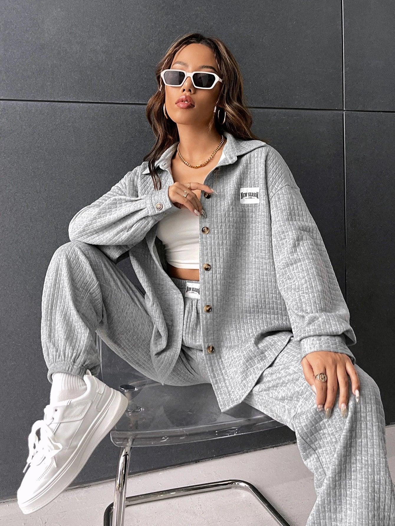 SHEIN- Low Shoulder Shirt with Joggers - alotasawkli