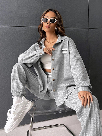 SHEIN- Low Shoulder Shirt with Joggers - alotasawkli