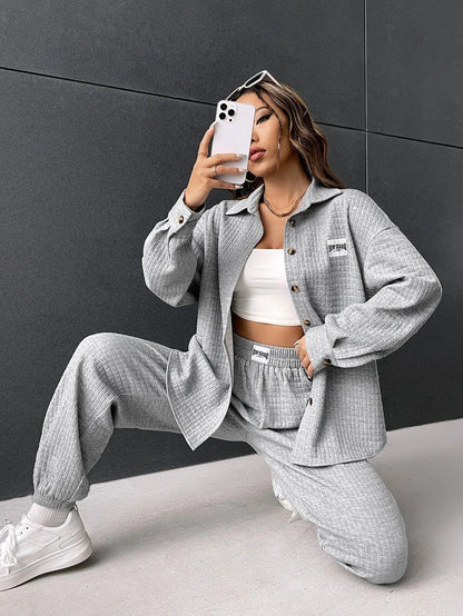 SHEIN- Low Shoulder Shirt with Joggers - alotasawkli