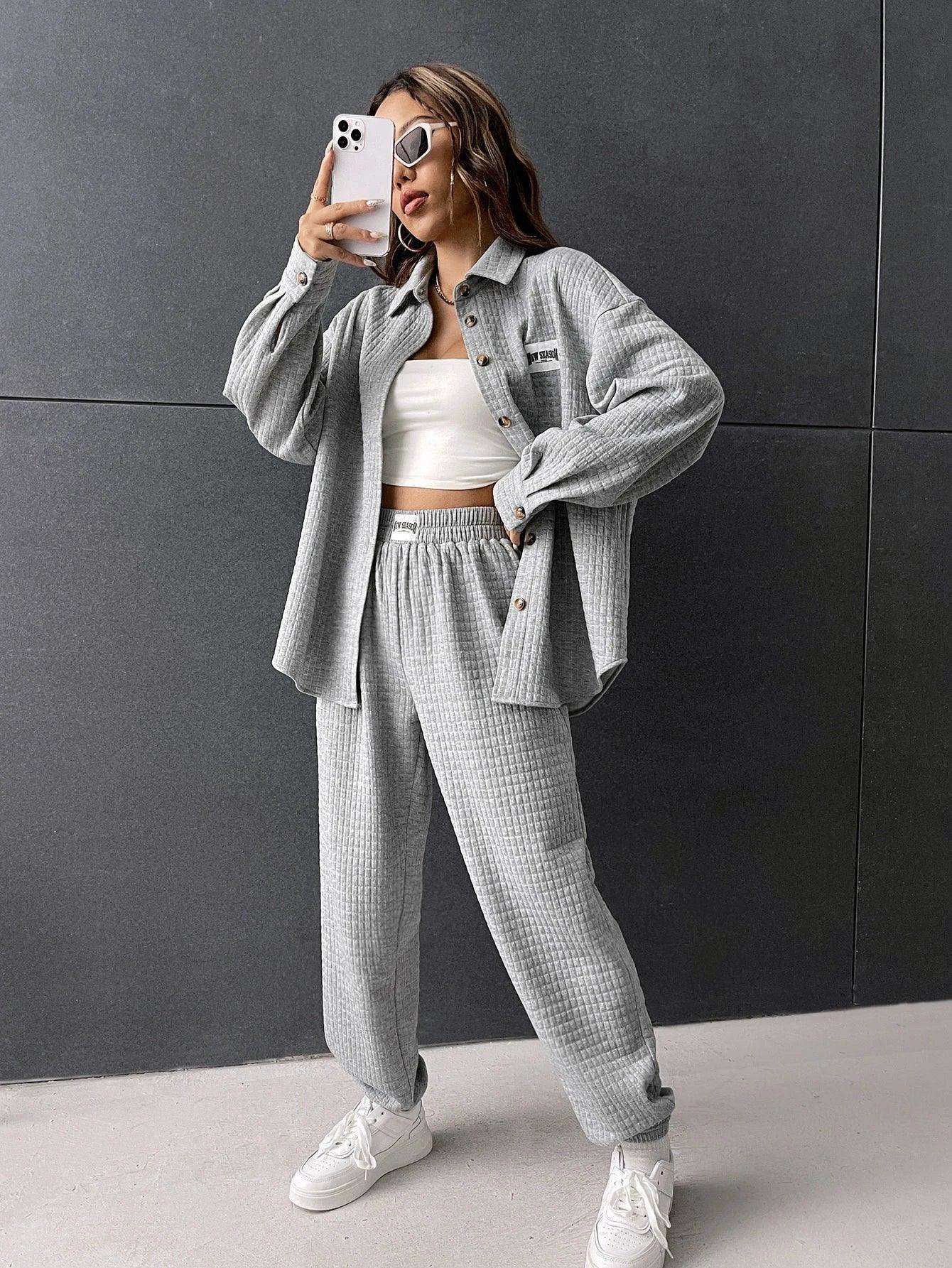SHEIN- Low Shoulder Shirt with Joggers - alotasawkli