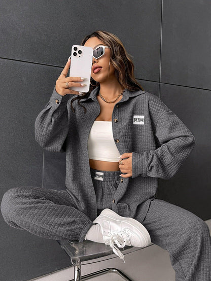 SHEIN- Low Shoulder Shirt with Joggers - alotasawkli