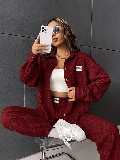 SHEIN- Low Shoulder Shirt with Joggers - alotasawkli