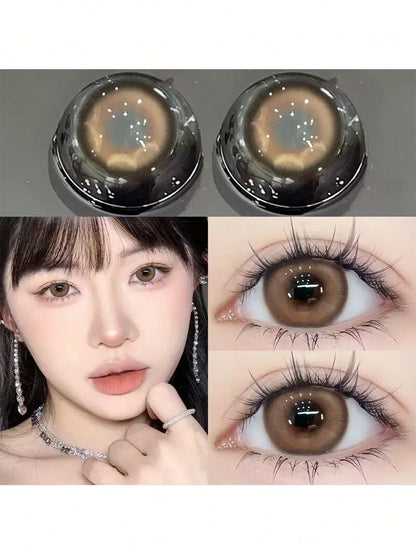 SHEIN-Brown star-shaped contact lenses, 1 pair of colored contact lenses - alotasawkli