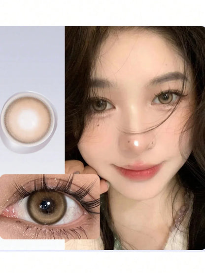 SHEIN-Brown star-shaped contact lenses, 1 pair of colored contact lenses - alotasawkli