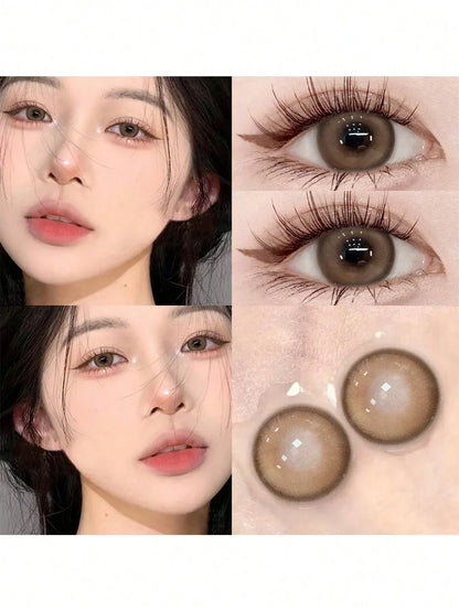 SHEIN-Brown star-shaped contact lenses, 1 pair of colored contact lenses - alotasawkli