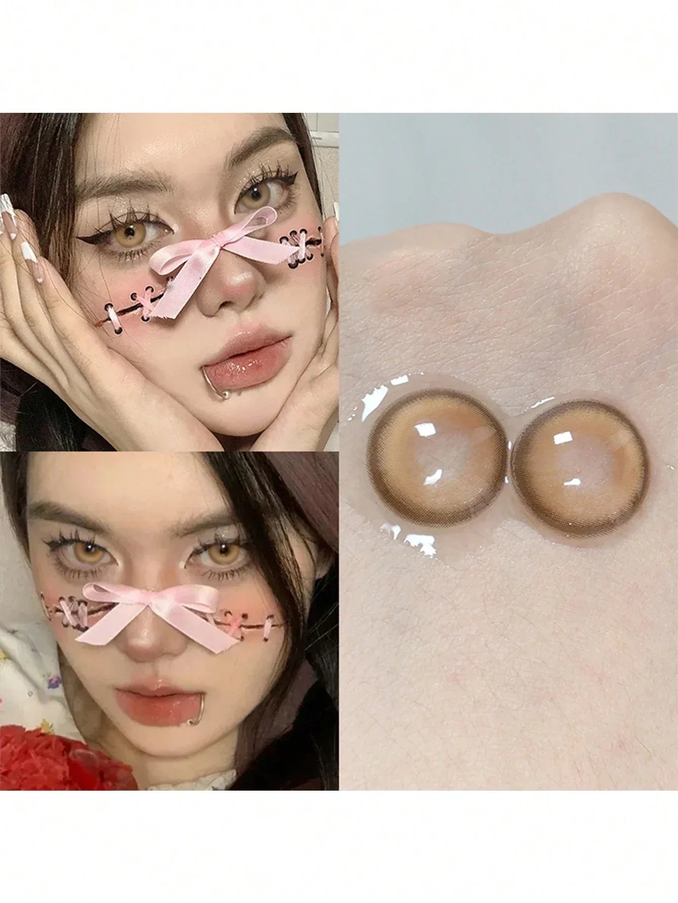 SHEIN-Brown star-shaped contact lenses, 1 pair of colored contact lenses - alotasawkli