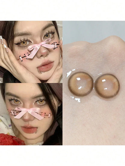 SHEIN-Brown star-shaped contact lenses, 1 pair of colored contact lenses - alotasawkli