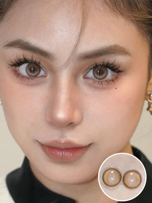 SHEIN-Brown star-shaped contact lenses, 1 pair of colored contact lenses - alotasawkli