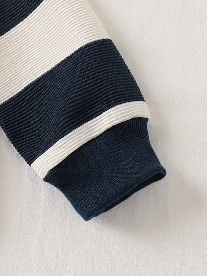 TEMU-2pcs Denim Set with Striped Long Sleeves - alotasawkli