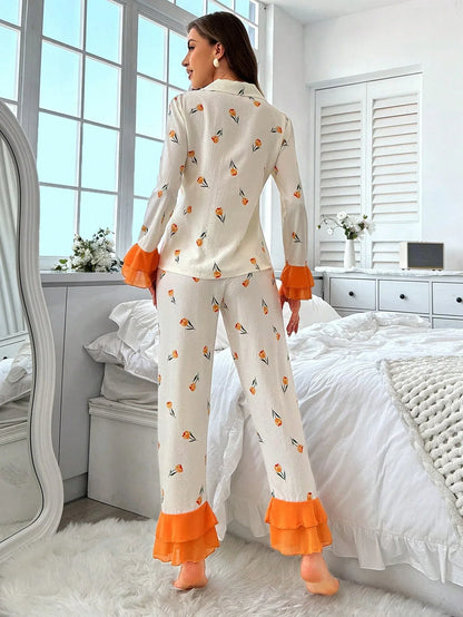 SHEIN-GLISH CottageSlumber Women's Pajama Set with Floral Print - alotasawkli