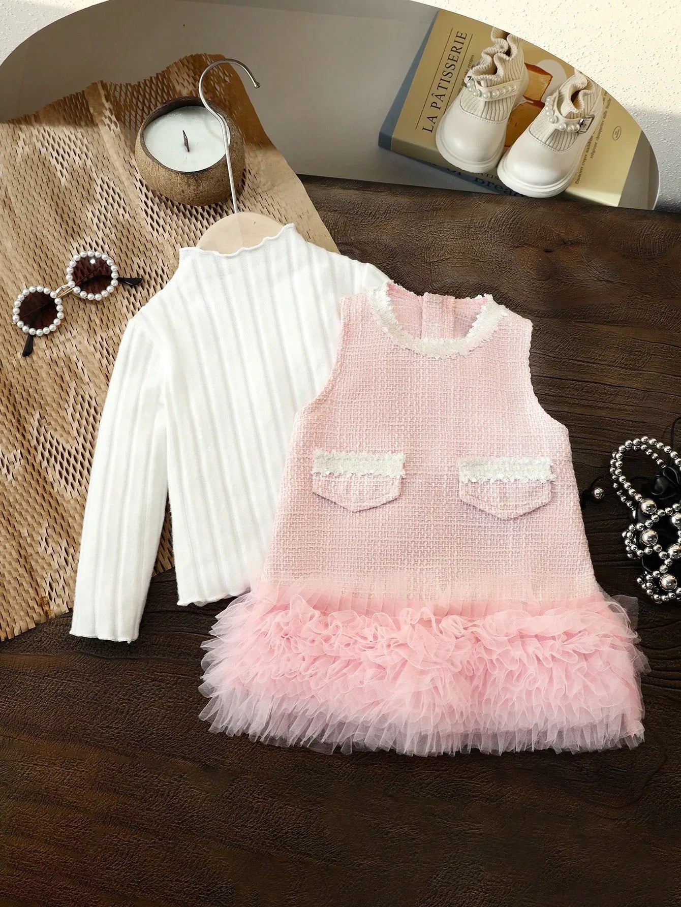 Girls’ Beige Elegant Dress & Top Set - alotasawkli