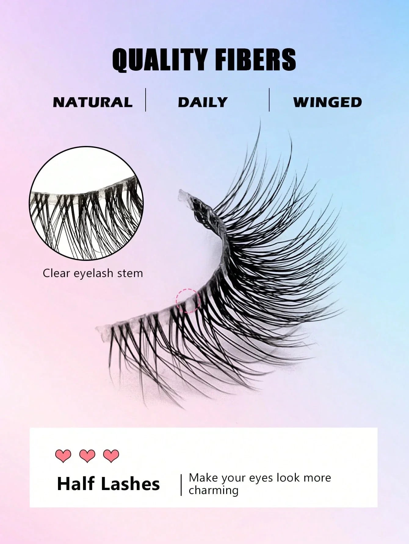 Asiteo 7 Pairs Natural Half-Eye False Eyelashes – Transparent Band - alotasawkli