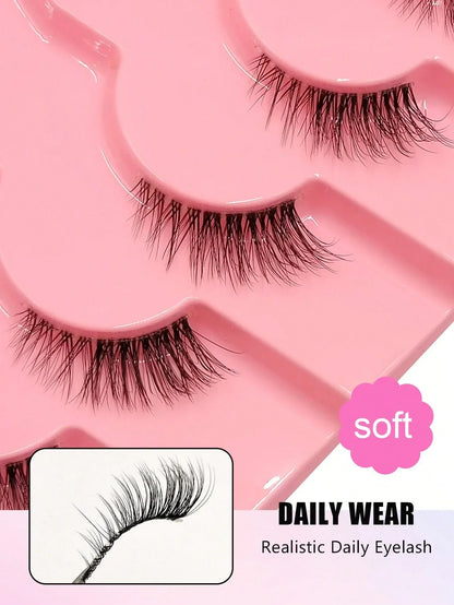 Asiteo 7 Pairs Natural Half-Eye False Eyelashes – Transparent Band - alotasawkli