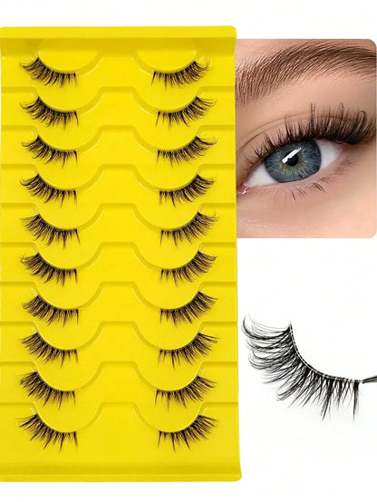 Natural Strip & Half False Eyelashes – 10+ Pairs - alotasawkli