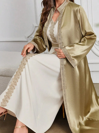 Al Najma فستان منقط من الدانتيل قابل للإزالة والغسيل، ردائي أزياء، عباءة للاستخدام اليومي أو الاحتفالات أو التجمعات أو السفر - alotasawkli