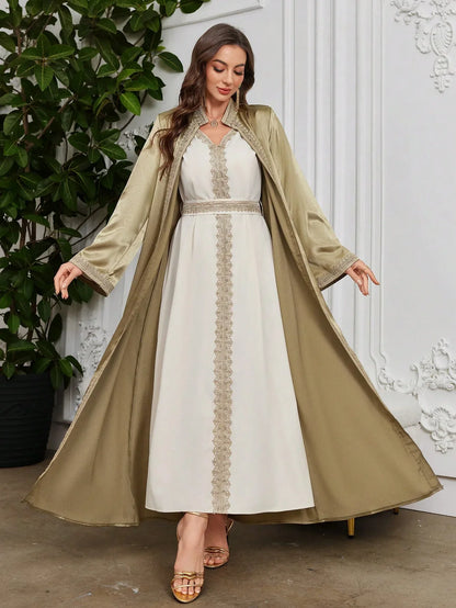Al Najma فستان منقط من الدانتيل قابل للإزالة والغسيل، ردائي أزياء، عباءة للاستخدام اليومي أو الاحتفالات أو التجمعات أو السفر - alotasawkli