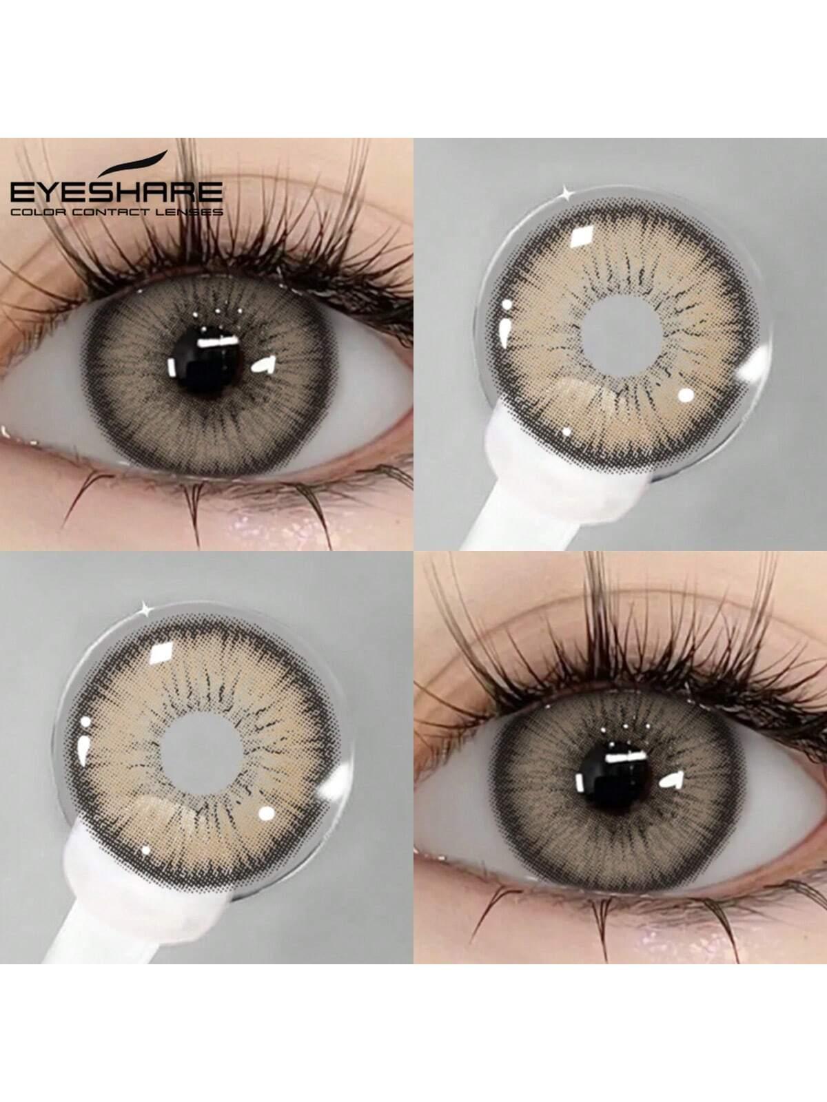 SHEIN-EYESHARE Pair of 14.2mm Gray and Purple Colored Contact Lense - alotasawkli
