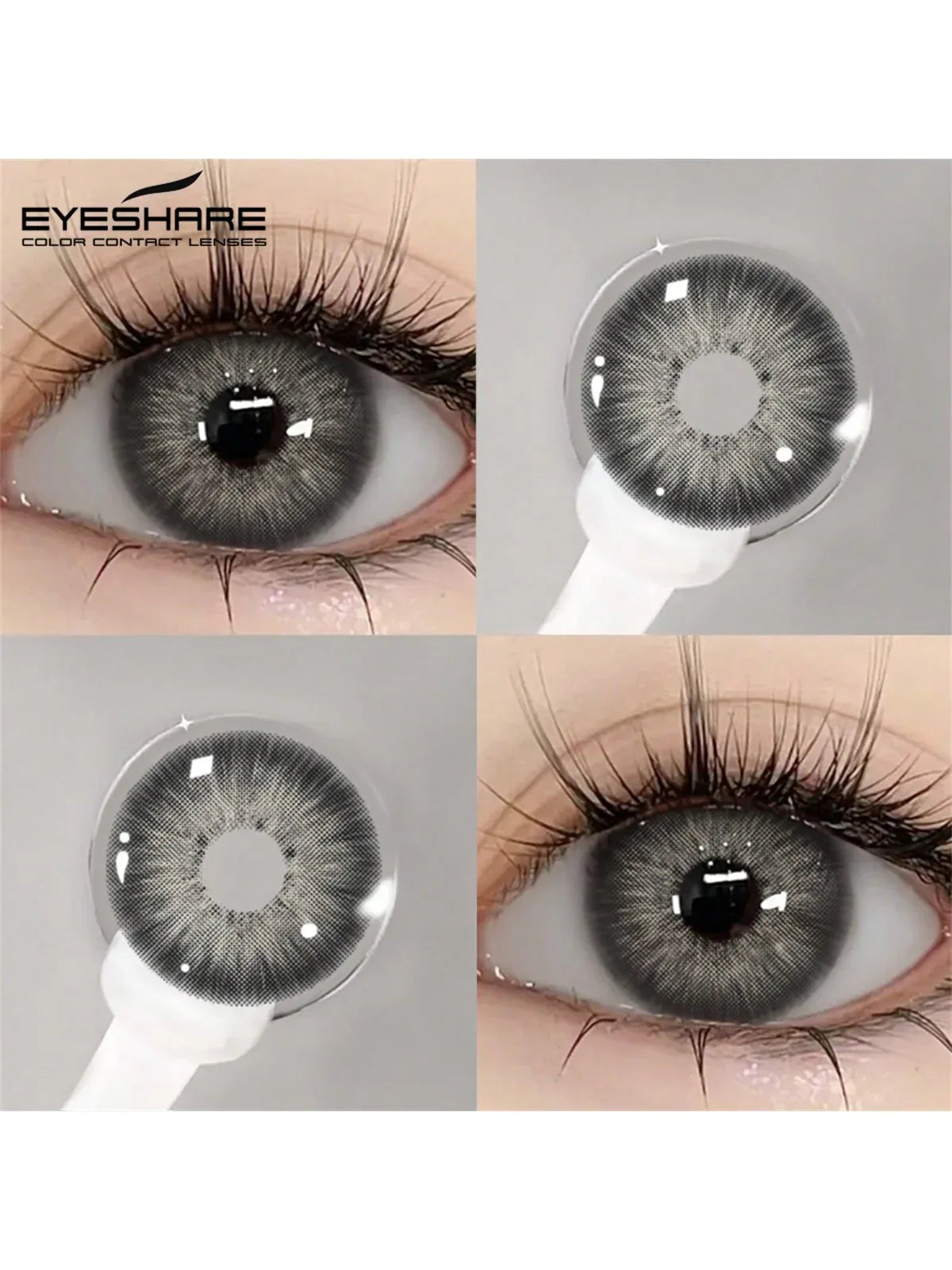 SHEIN-EYESHARE Pair of 14.2mm Gray and Purple Colored Contact Lense - alotasawkli