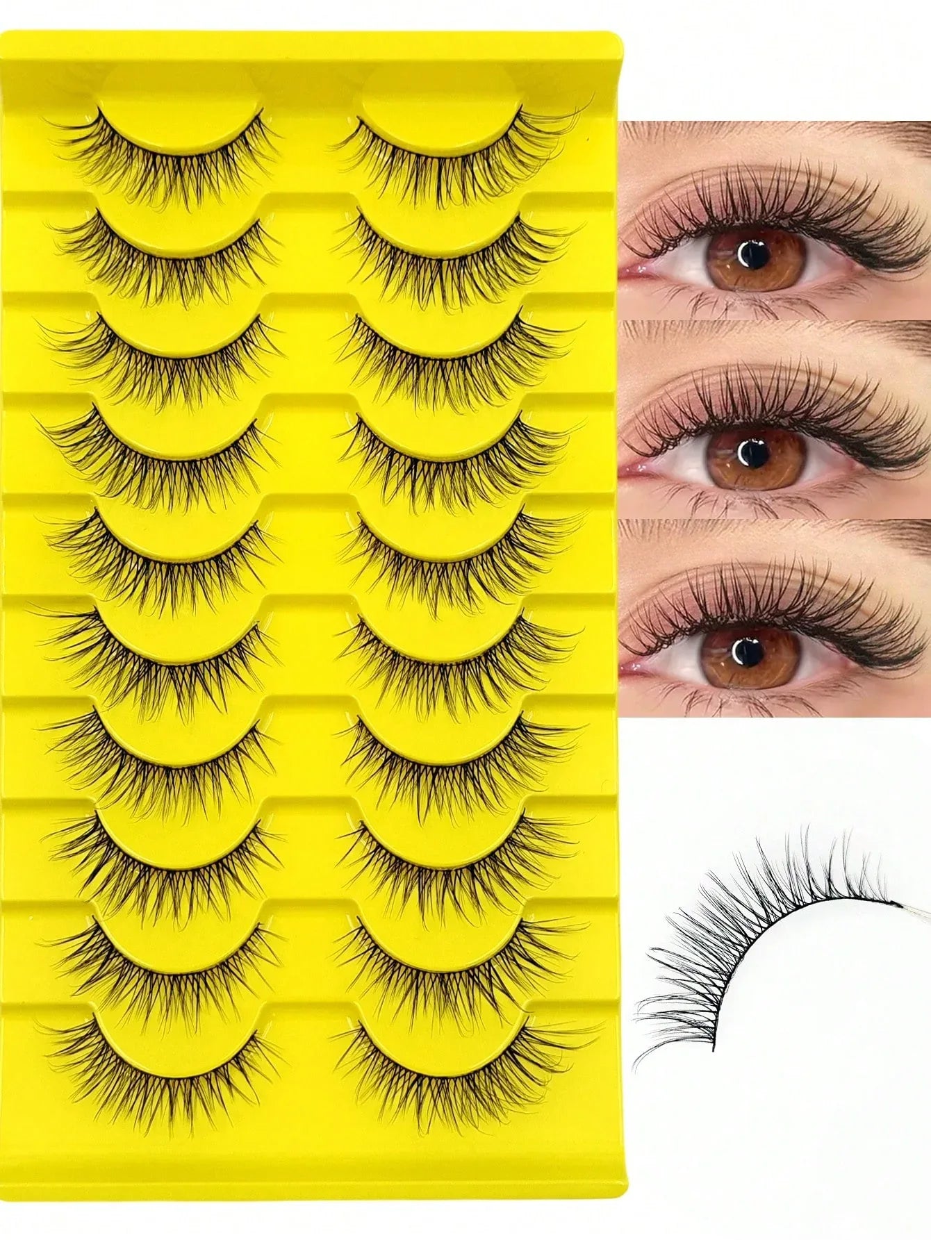 Natural Strip & Half False Eyelashes – 10+ Pairs - alotasawkli