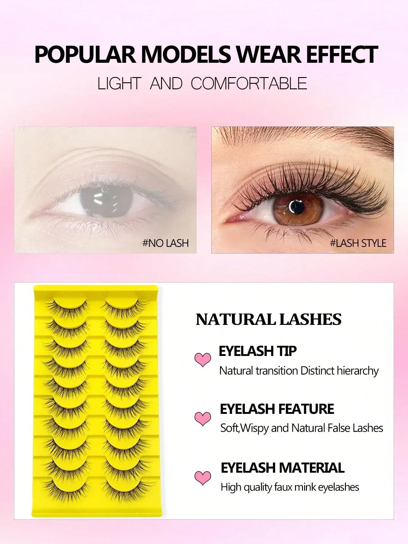 Natural Strip & Half False Eyelashes – 10+ Pairs - alotasawkli