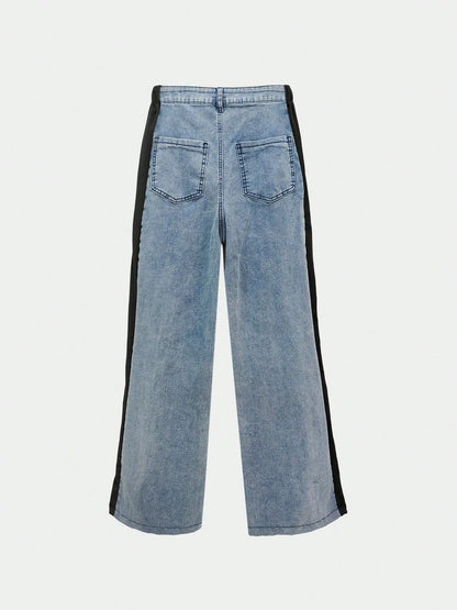 SHEIN-Women's wide-leg trousers with a colorful striped design - alotasawkli
