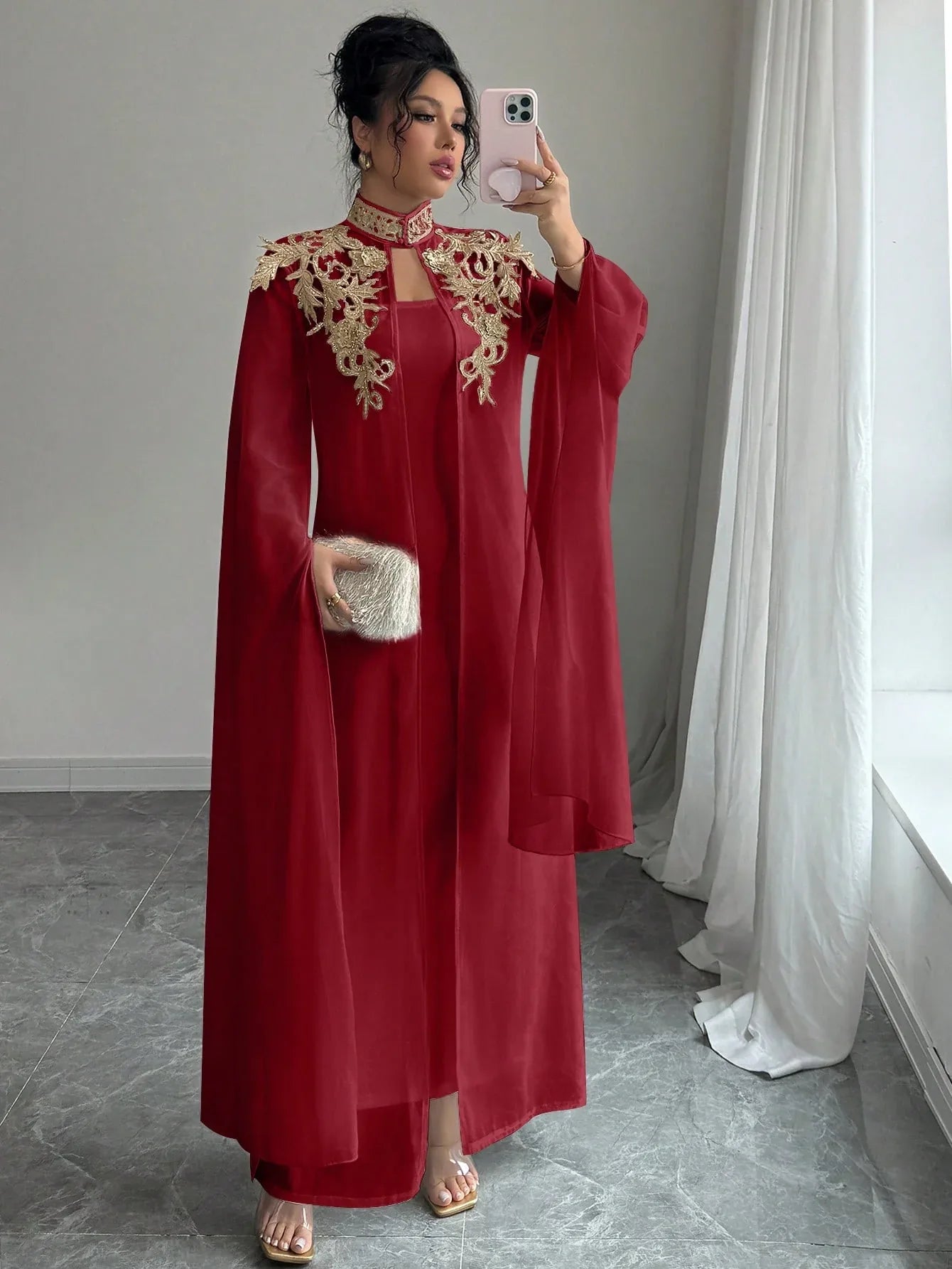 Rafferiza فستان ماكسي أنيق وراقي قطعتان - alotasawkli
