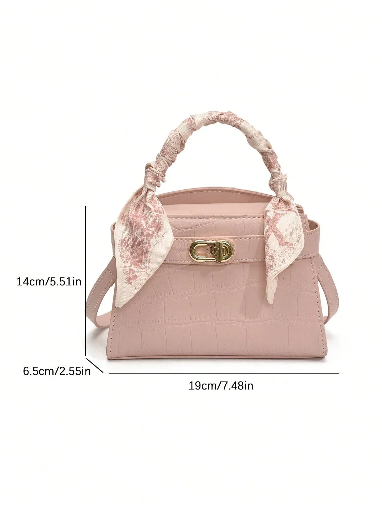 Elegant Stone-Pattern Handbag with Silky Scarf – Spring/Summer - alotasawkli