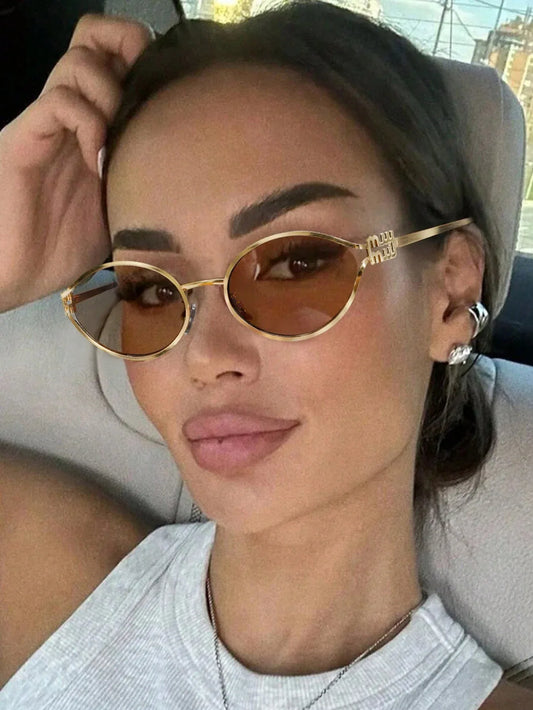 SHEIN-One pair of elegant and luxurious oval hollow women's glasses - alotasawkli