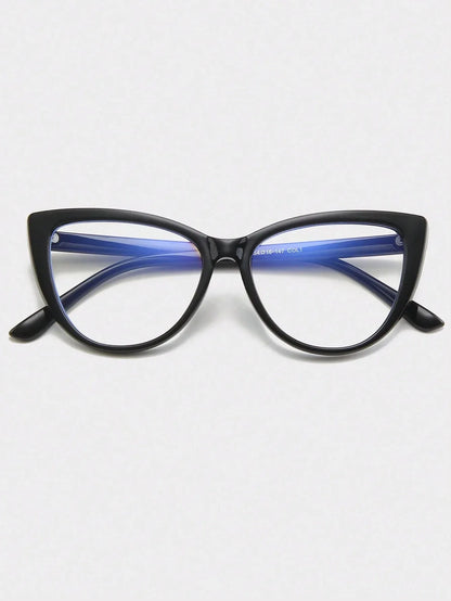 SHEIN-A pair of black cat-eye sunglasses with a polycarbonate frame - alotasawkli