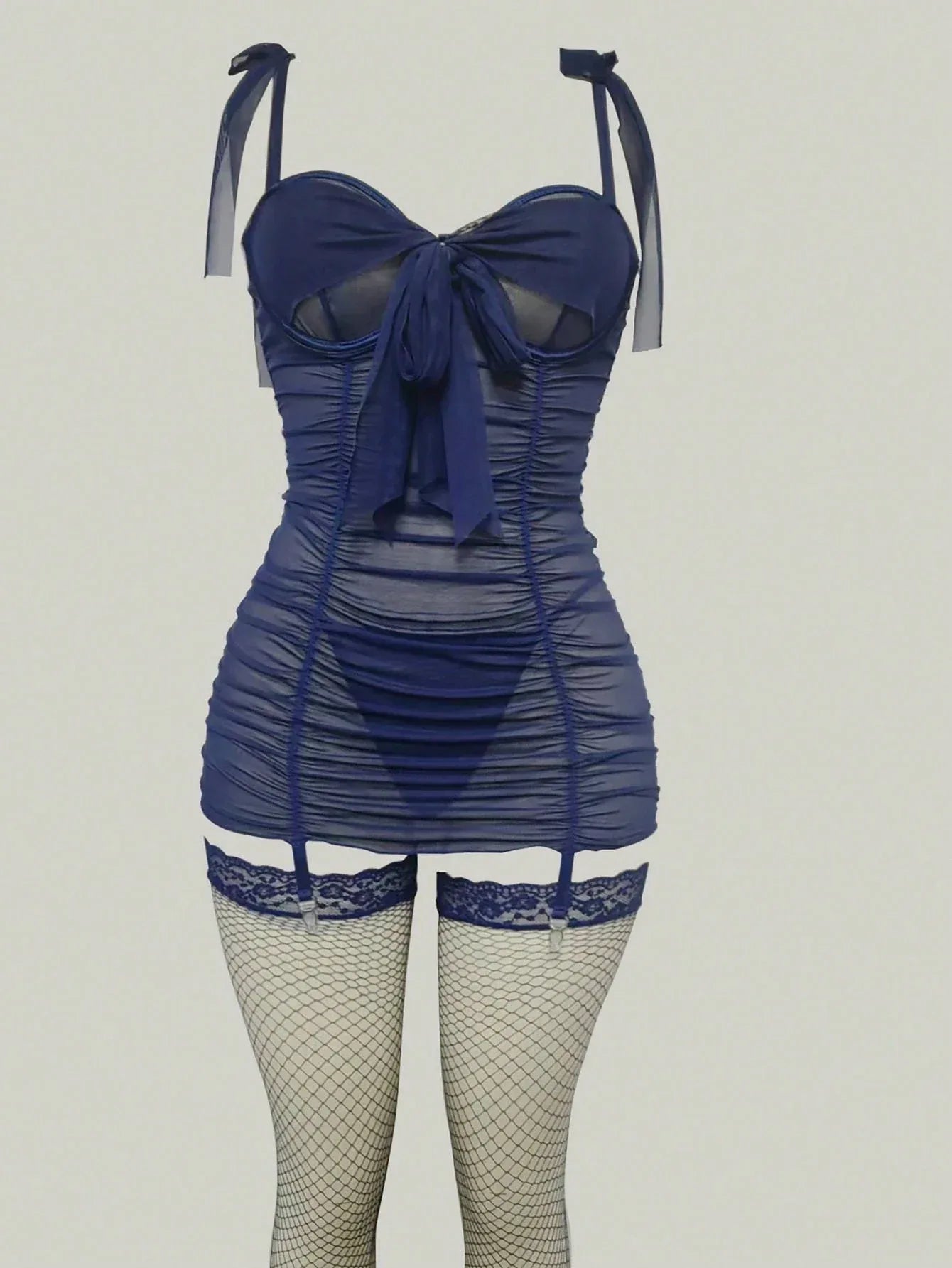 4-Piece Mesh Chemise Lingerie Set – Classic & Sexy Style - alotasawkli