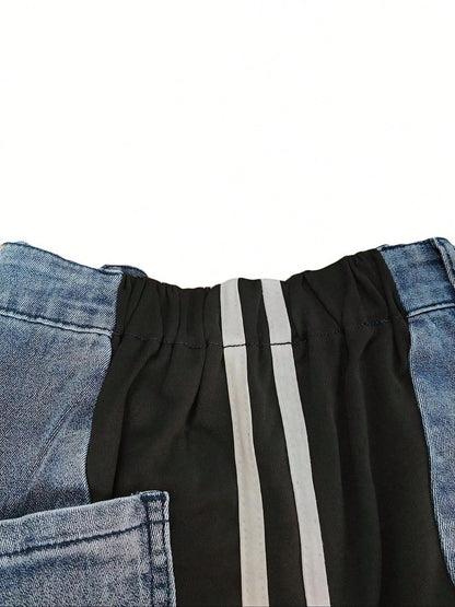 SHEIN-Women's wide-leg trousers with a colorful striped design - alotasawkli