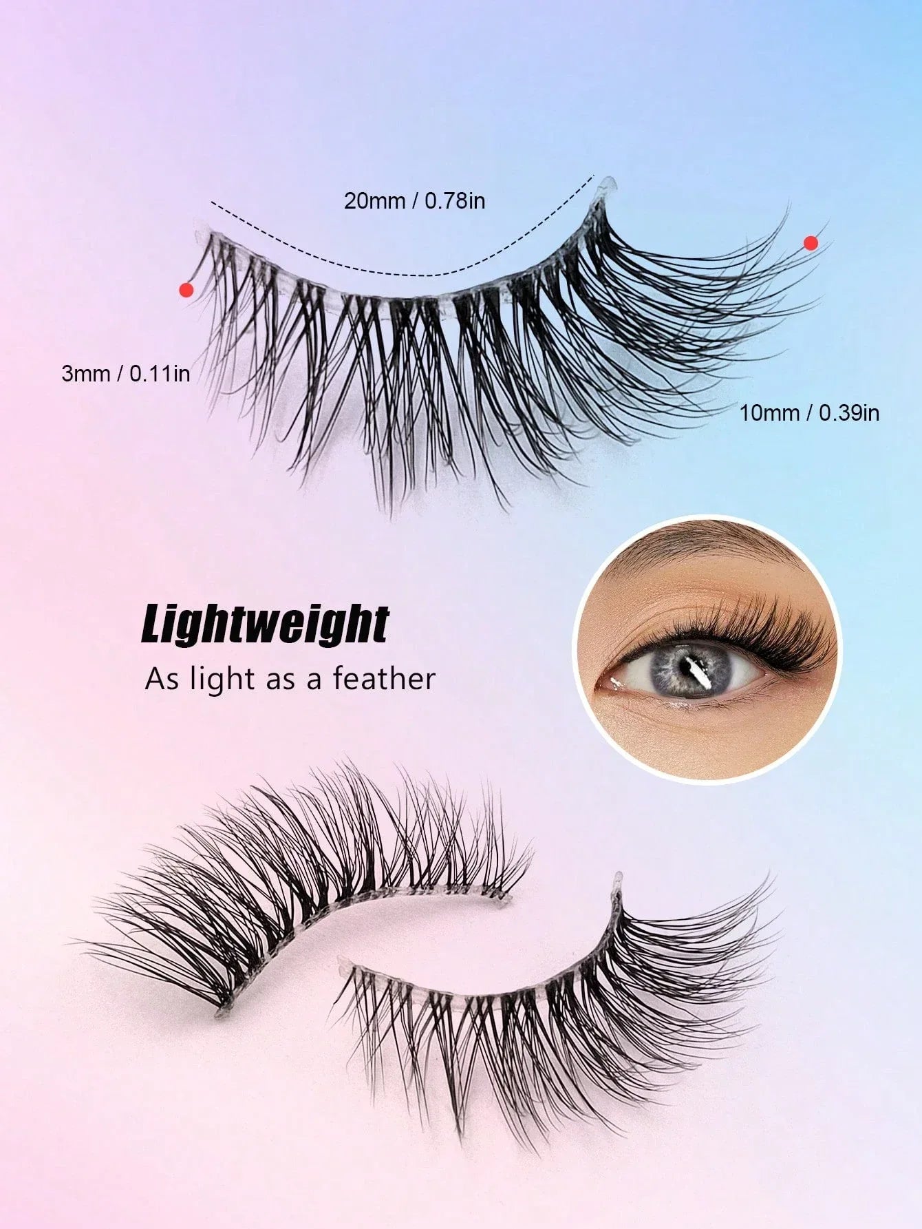 Asiteo 7 Pairs Natural Half-Eye False Eyelashes – Transparent Band - alotasawkli