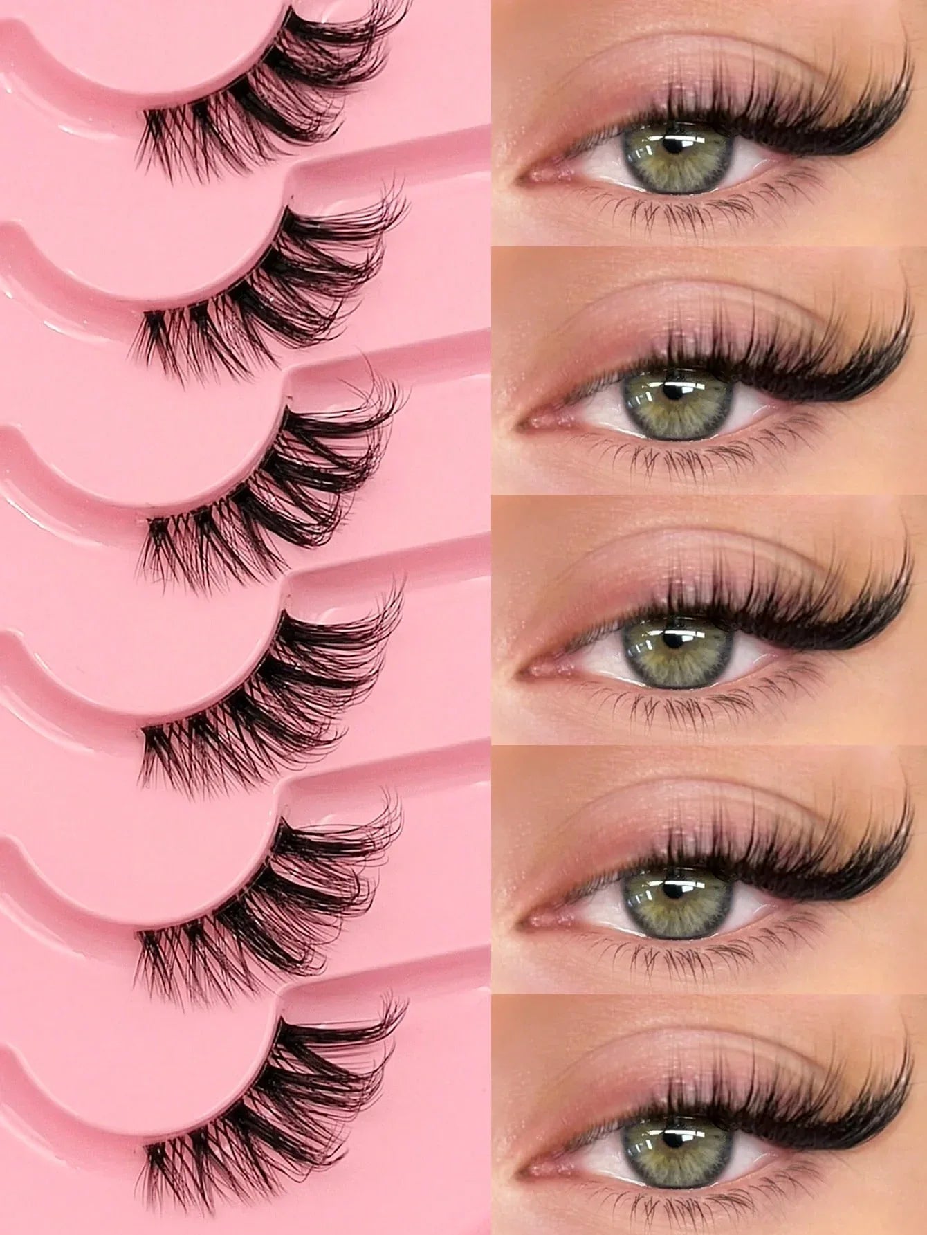 Asiteo 7 Pairs Natural Half-Eye False Eyelashes – Transparent Band - alotasawkli
