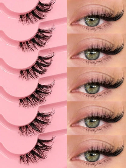Asiteo 7 Pairs Natural Half-Eye False Eyelashes – Transparent Band - alotasawkli