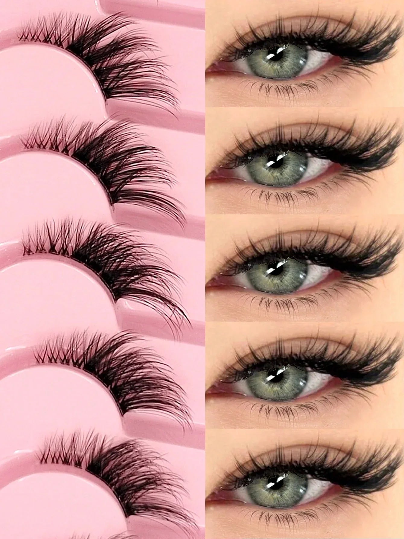Asiteo 7 Pairs Natural Half-Eye False Eyelashes – Transparent Band - alotasawkli