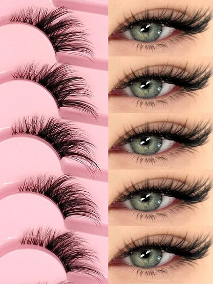 Asiteo 7 Pairs Natural Half-Eye False Eyelashes – Transparent Band - alotasawkli