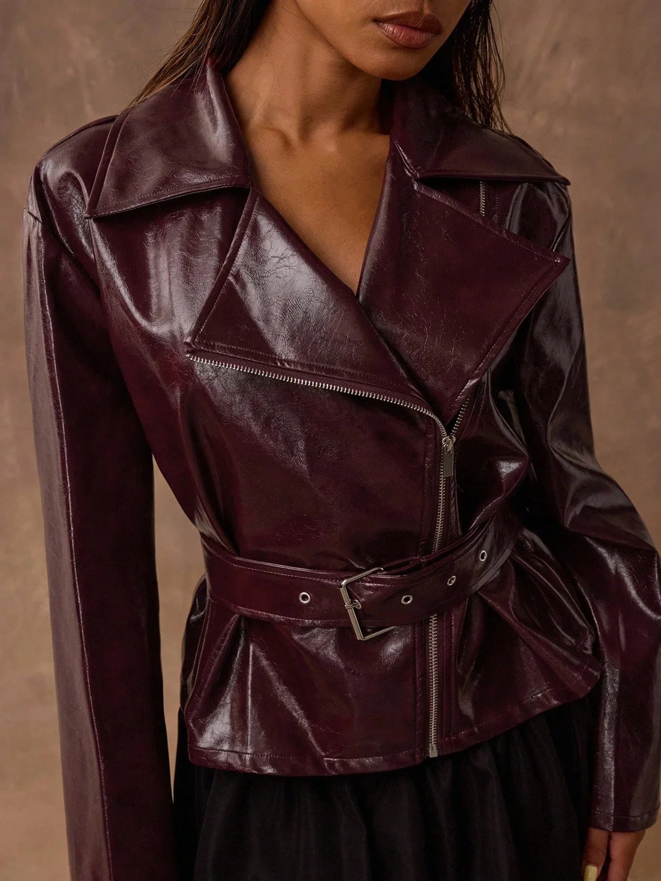 SHEIN BAE Women's Short Zip-Up Coat in a Trendy Solid Color - alotasawkli