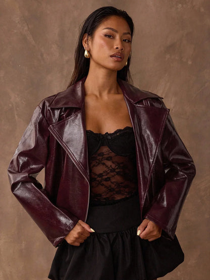 SHEIN BAE Women's Short Zip-Up Coat in a Trendy Solid Color - alotasawkli