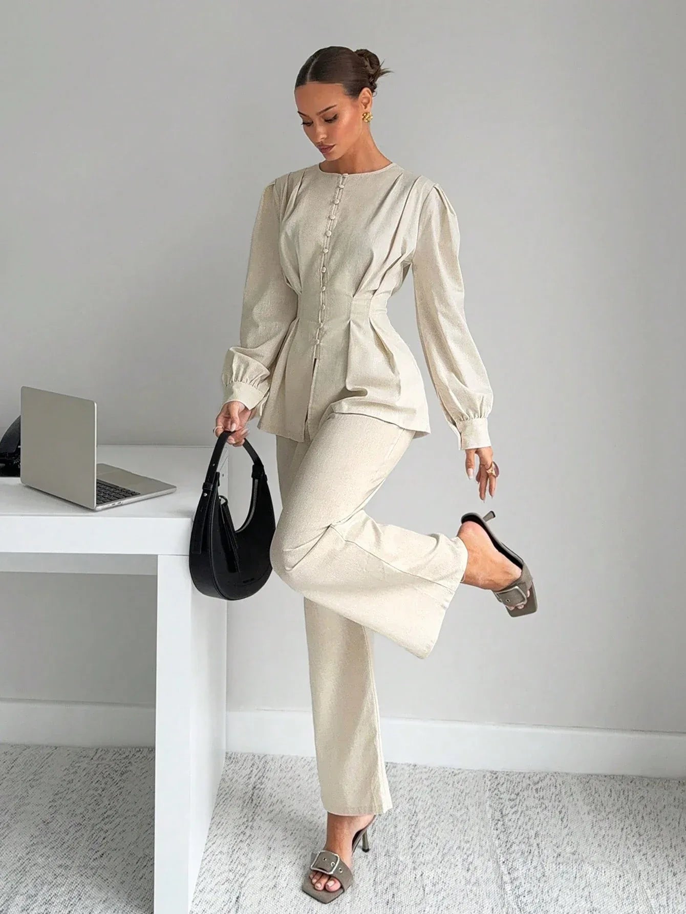 -SHEIN-Siren Gaze Long Sleeve Shirt - alotasawkli