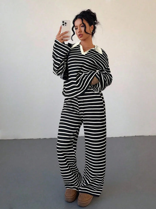 SHEIN- Women's Loose Fit Set: V-neck top with long - alotasawkli