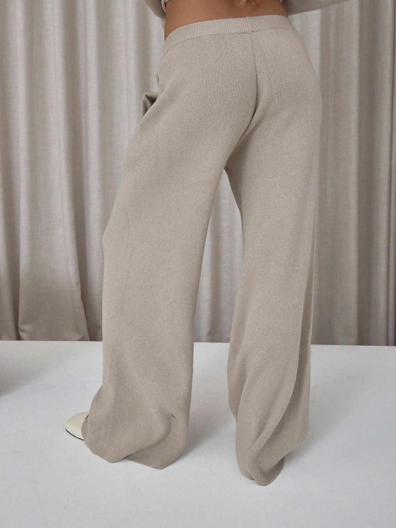 SHEIN-MUSERA long-sleeved button-up cardigan, elastic knit pants - alotasawkli
