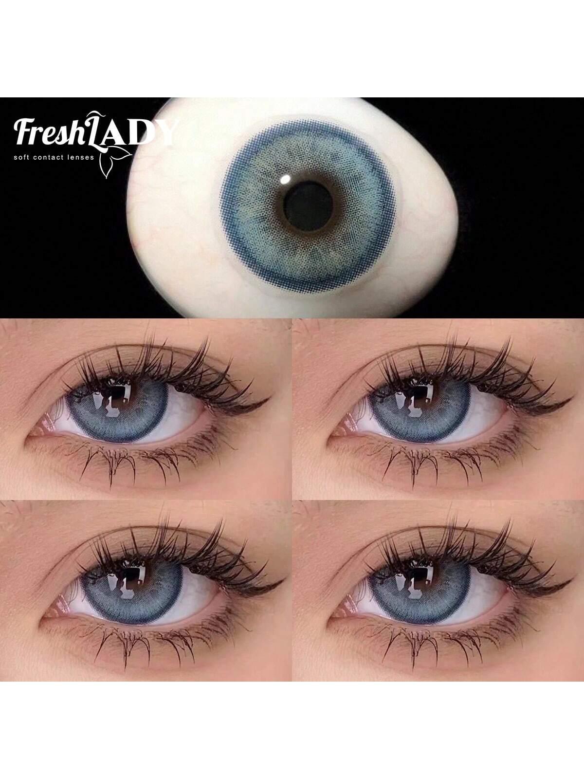 SHEIN-FRESH LADY Pair of 14.0 mm Pearl Grey Colored Contact Lenses - alotasawkli