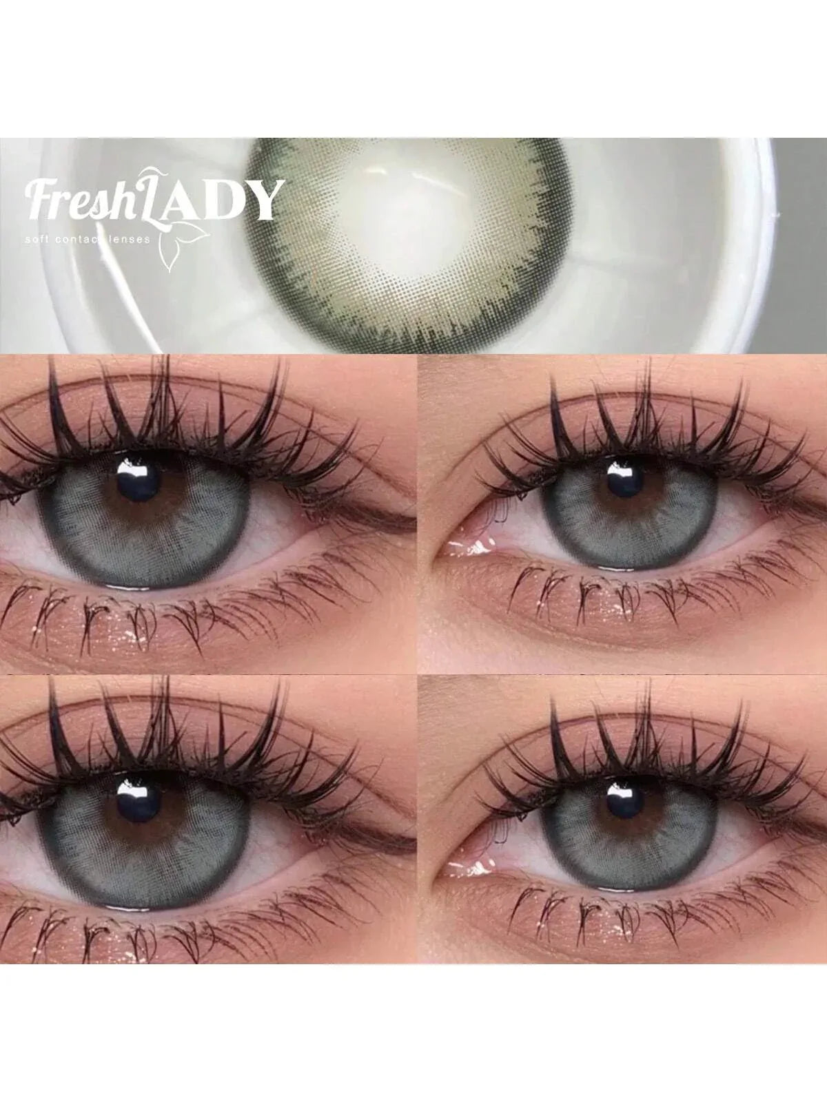 SHEIN-FRESH LADY Pair of 14.0 mm Pearl Grey Colored Contact Lenses - alotasawkli
