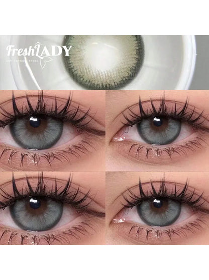 SHEIN-FRESH LADY Pair of 14.0 mm Pearl Grey Colored Contact Lenses - alotasawkli
