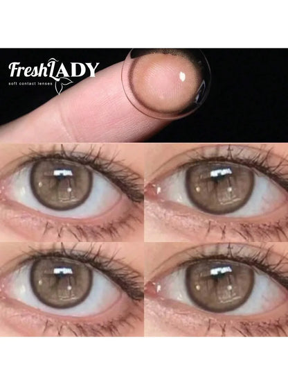 SHEIN-FRESH LADY Pair of 14.0 mm Pearl Grey Colored Contact Lenses - alotasawkli