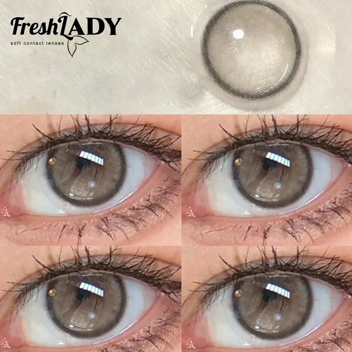 SHEIN-FRESH LADY Pair of 14.0 mm Pearl Grey Colored Contact Lenses - alotasawkli