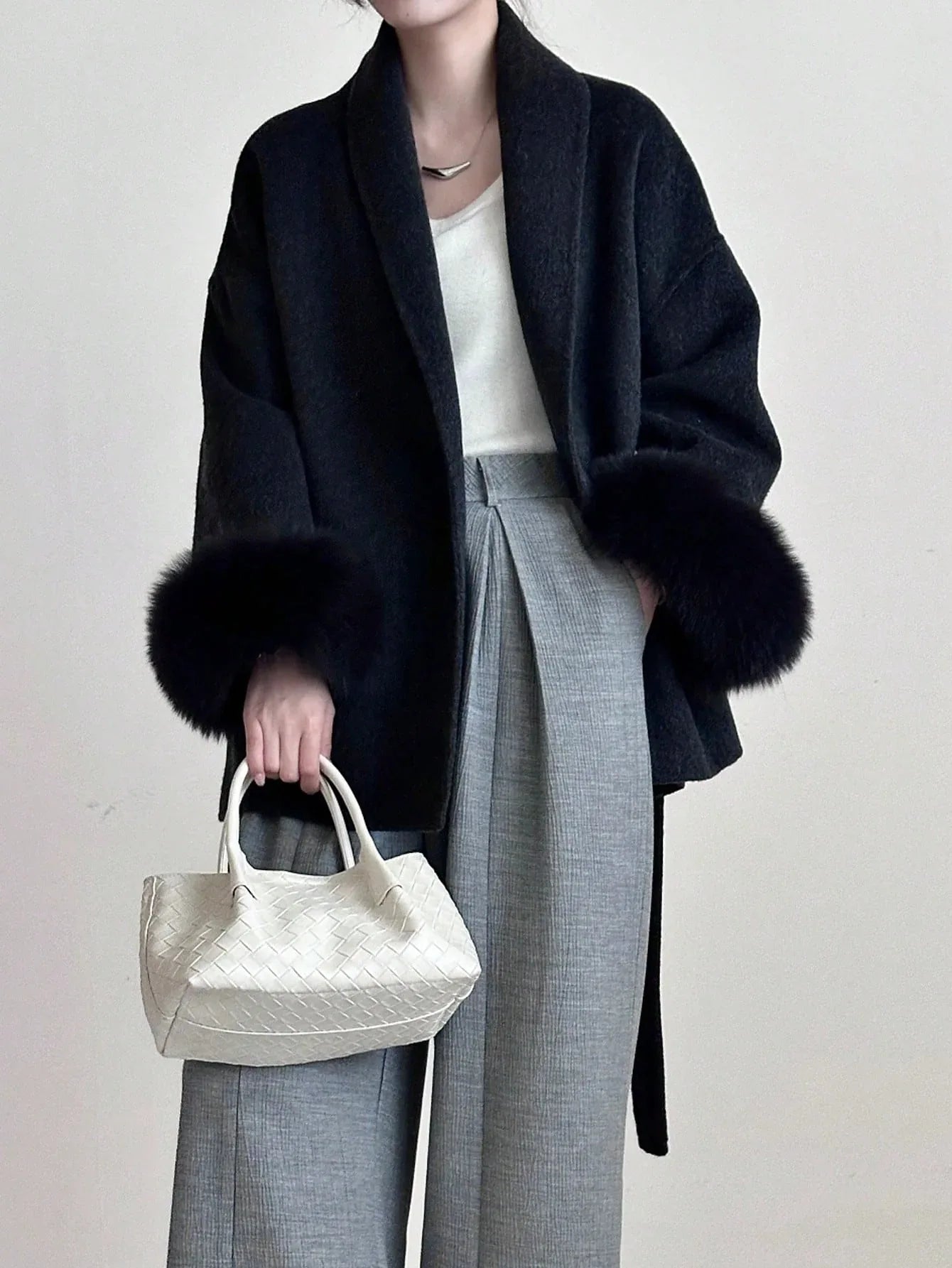SHEIN-Women's Double-Sided Faux Fur & Wool Blend Coat - alotasawkli